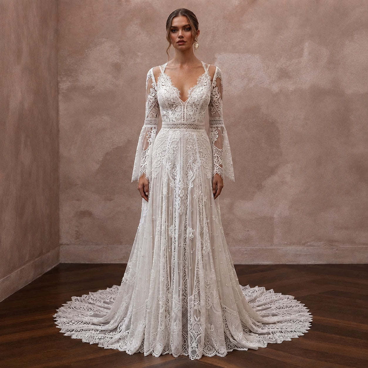 Boho Lace Wedding Dress for a Beach Wedding
