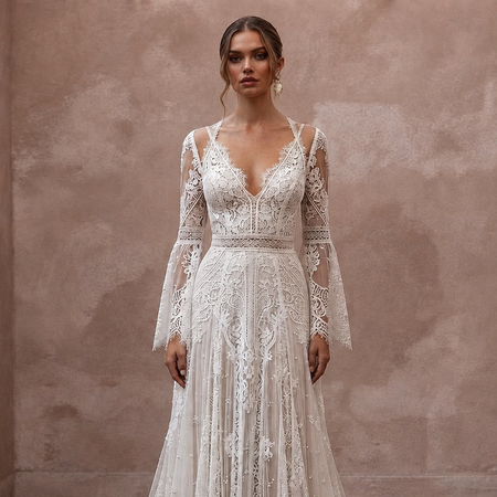 Boho Lace Wedding Dress for a Beach Wedding