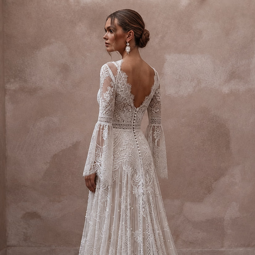 Boho Lace Wedding Dress for a Beach Wedding