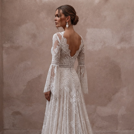 Boho Lace Wedding Dress for a Beach Wedding