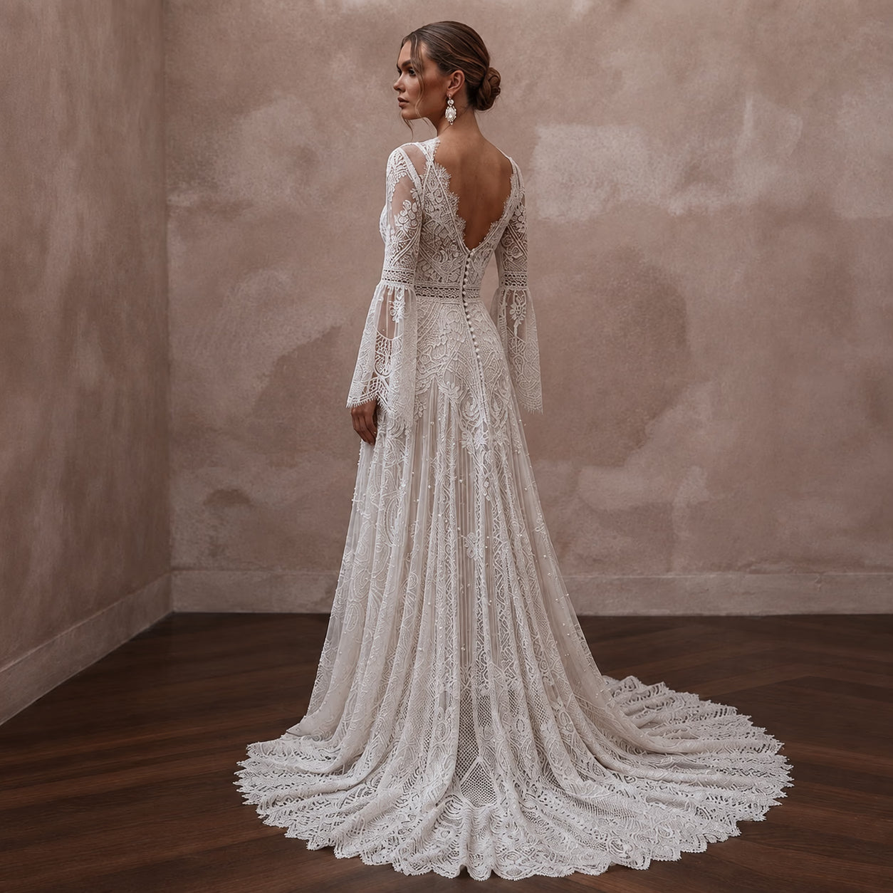 Boho Lace Wedding Dress for a Beach Wedding