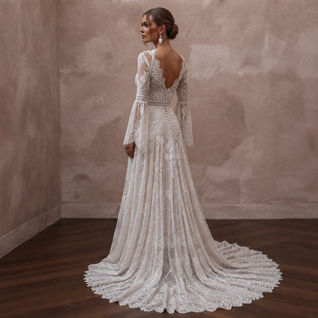 Boho Lace Wedding Dress for a Beach Wedding