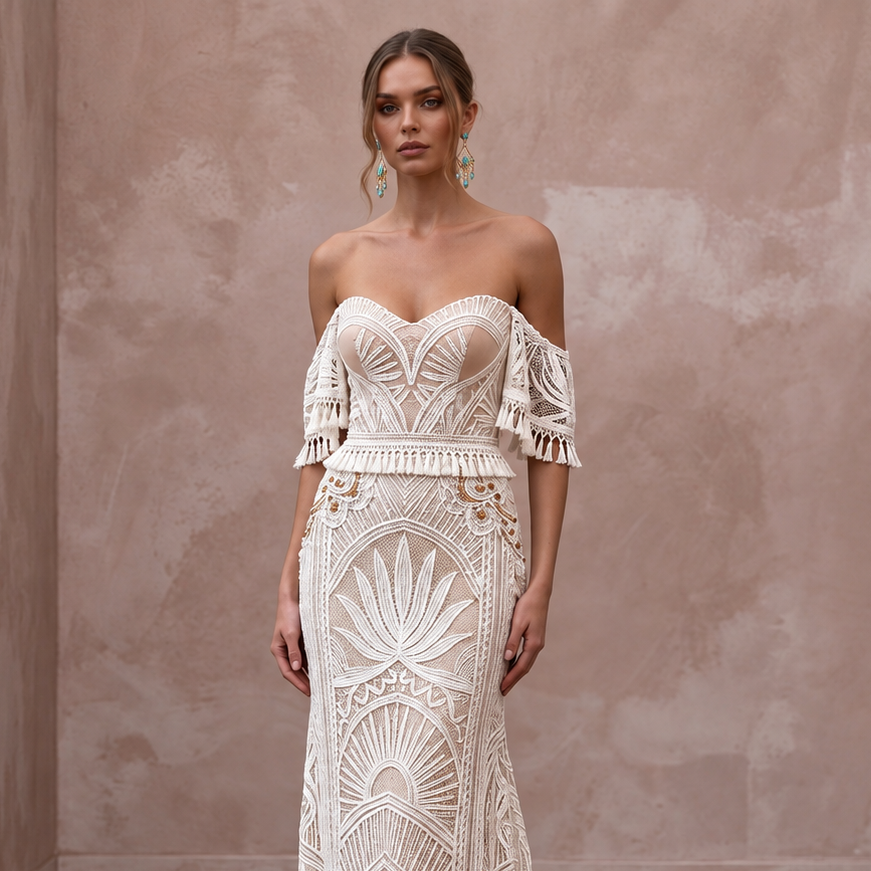 Boho Lace Wedding Dress for a Desert Elopement
