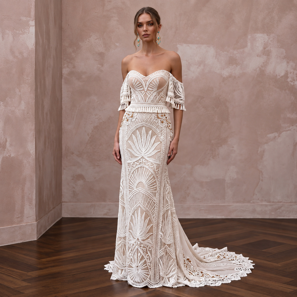 Boho Lace Wedding Dress for a Desert Elopement