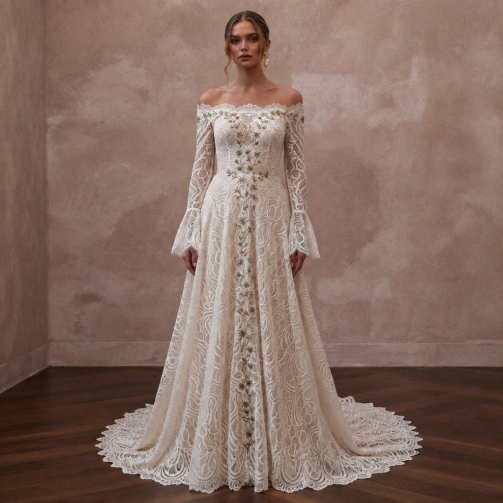 Boho Lace Wedding Dress for a Mountain Elopement