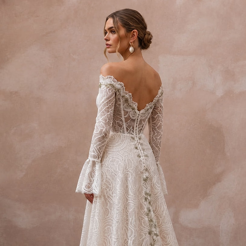 Boho Lace Wedding Dress for a Mountain Elopement