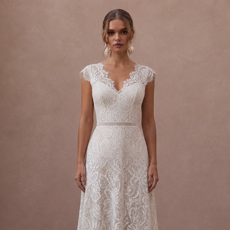 Boho Lace Wedding Dress with Open Back for a Beach Wedding