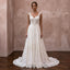 Boho Off - White Cotton Lace A - Line Wedding Gown for Backyard Reception - Apparel & Accessories > Clothing > Wedding & Bridal Party Dresses > Wedding Dresses - Mignonette Bridal