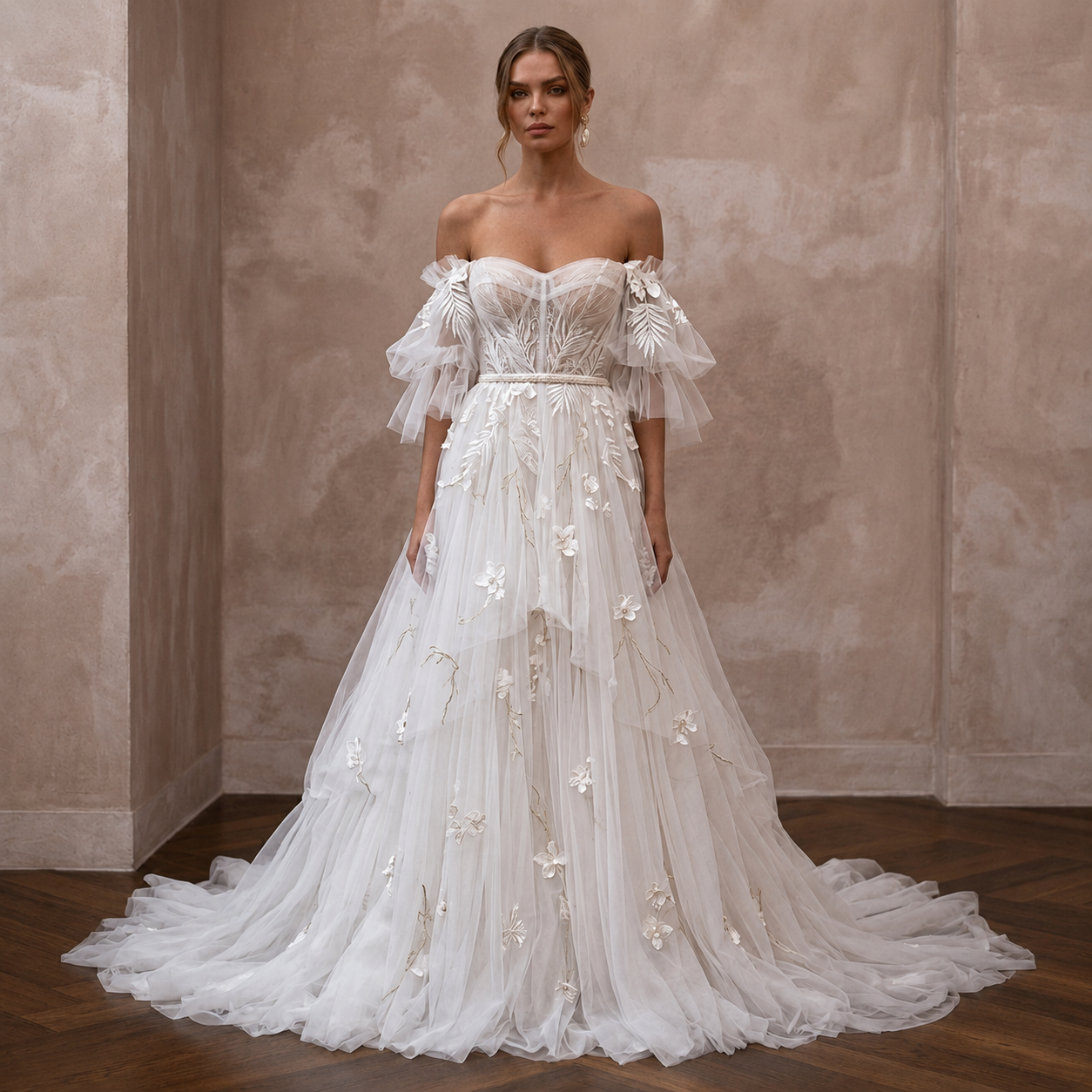 Boho Tulle Wedding Dress for a Tropical Garden Ceremony Main image