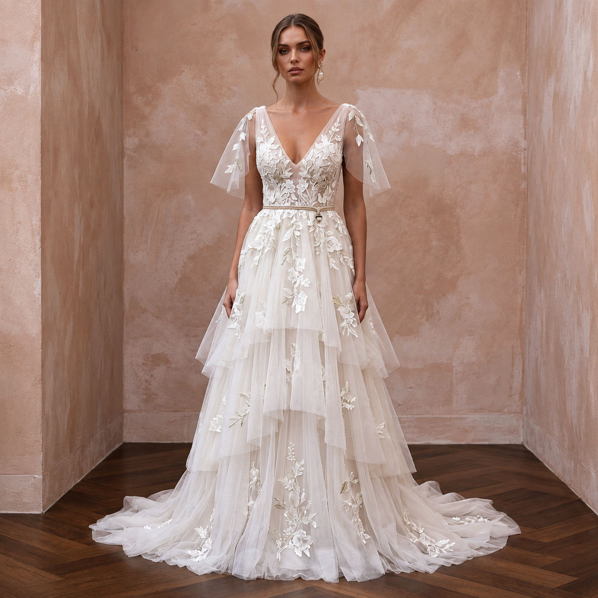 Boho Tulle Wedding Gown for a Woodland Ceremony Main image