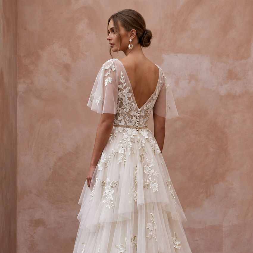 Boho Tulle Wedding Gown for a Woodland Ceremony