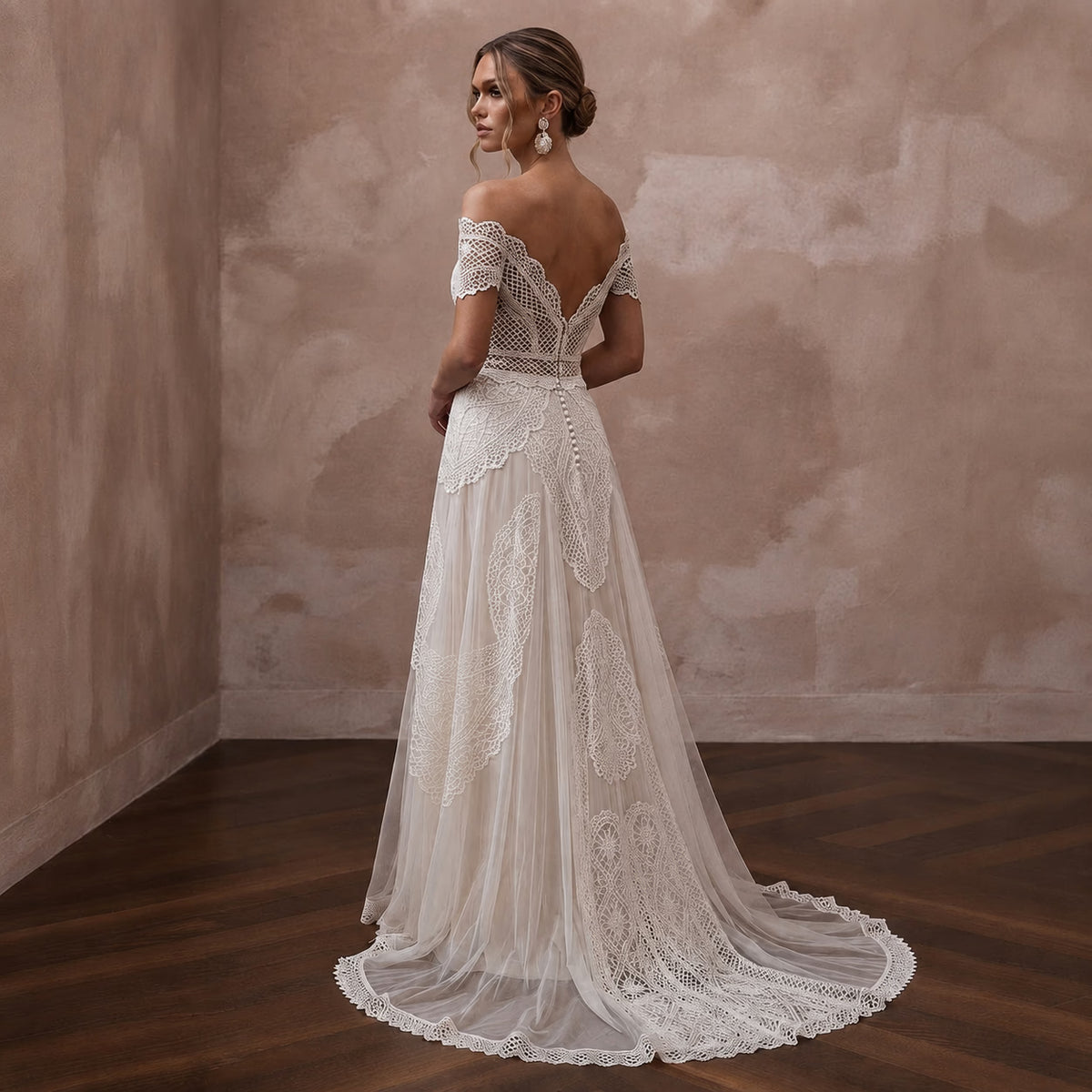 Boho Wedding Dresses with Crochet Lace Designs - Apparel & Accessories > Clothing > Wedding & Bridal Party Dresses > Wedding Dresses - Mignonette Bridal