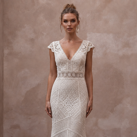 Boho Wedding Dresses with Crochet Lace Details