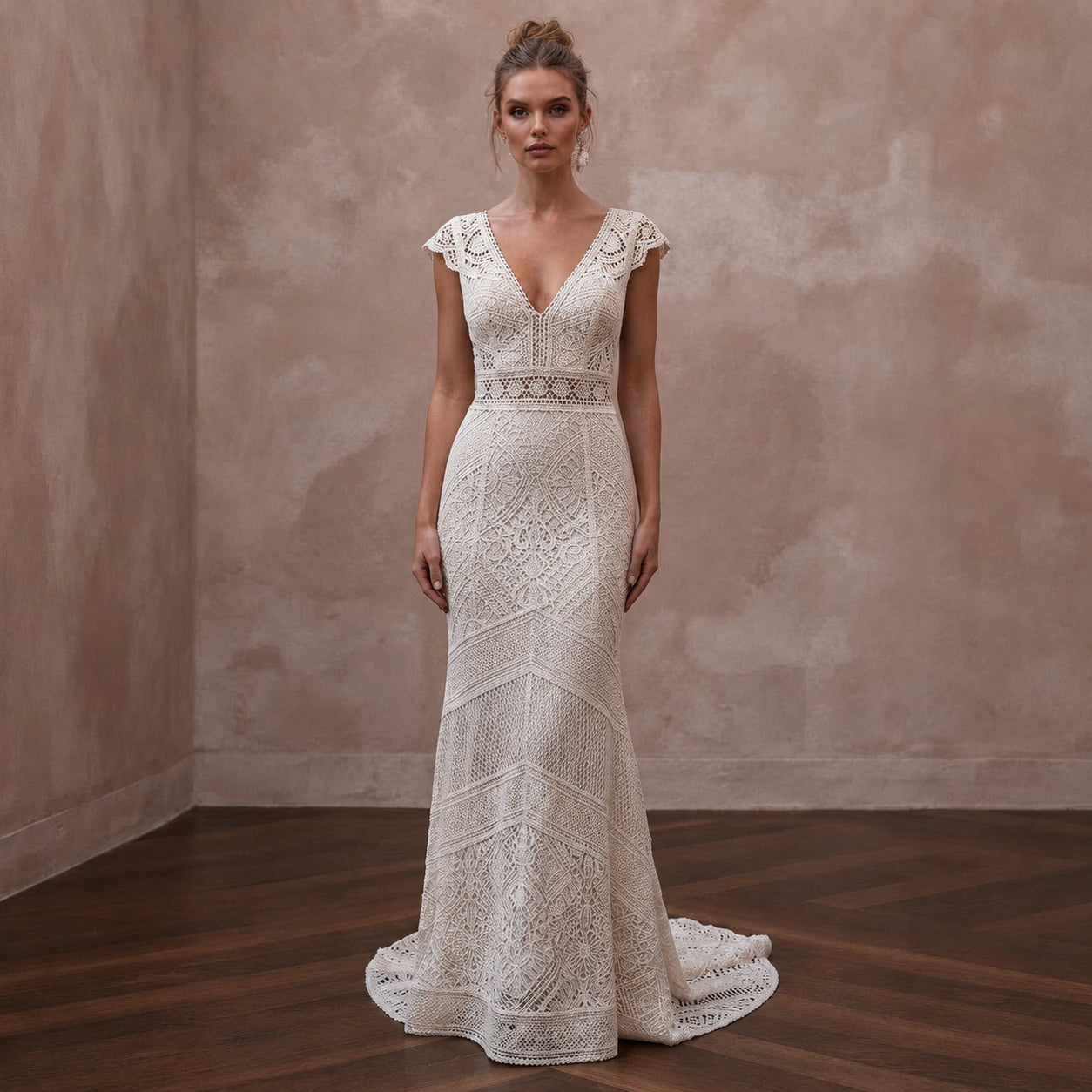 Boho Wedding Dresses with Crochet Lace Details - Apparel & Accessories > Clothing > Wedding & Bridal Party Dresses > Wedding Dresses - Mignonette