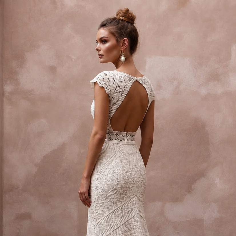 Boho Wedding Dresses with Crochet Lace Details - Apparel & Accessories > Clothing > Wedding & Bridal Party Dresses > Wedding Dresses - Mignonette