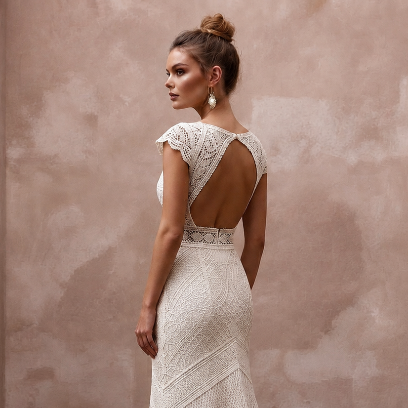 Boho Wedding Dresses with Crochet Lace Details
