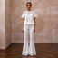 Boho White Cotton Lace Top & Flared Pant for Beach Rehearsal - Apparel & Accessories > Clothing > Wedding & Bridal Party Dresses > Wedding Dresses - Mignonette Bridal