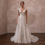 Botanical Embroidered Bridal Gown with V-Neck for a Spring Ceremony