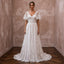 Botanical Lace Wedding Dress with Flutter Sleeves for a Garden Wedding