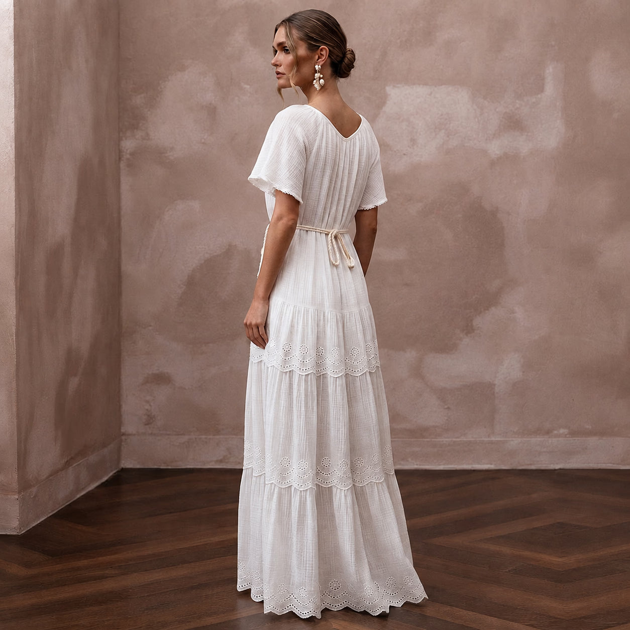 Breezy White Cotton Gauze Beach Dress for Rehearsal Dinner Secondary image