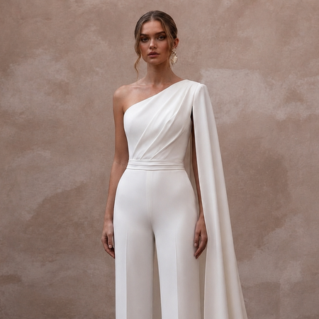 Bridal Jumpsuits with Elegant Silk Crepe Tailoring