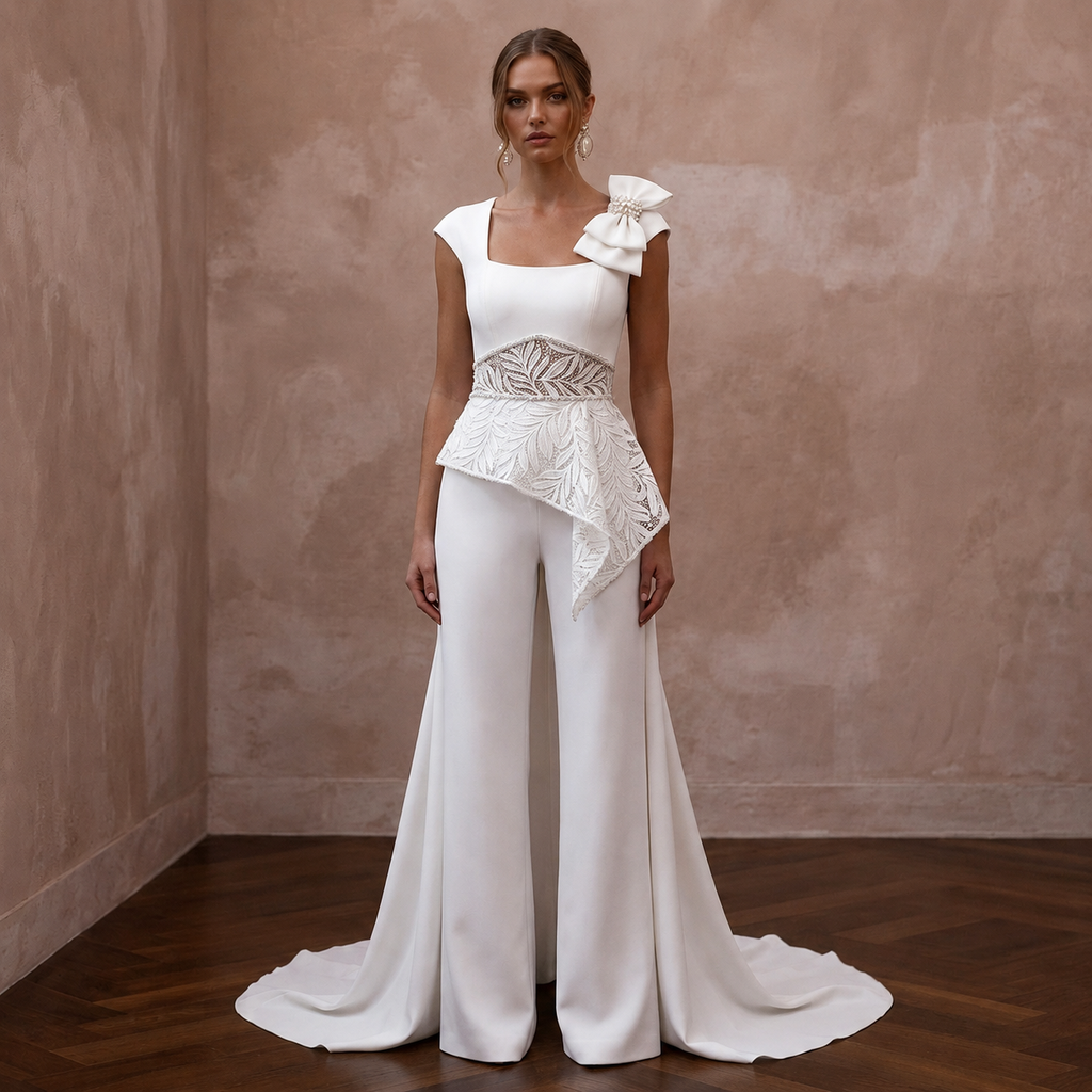 Bridal Jumpsuits with Modern Crepe Tailoring