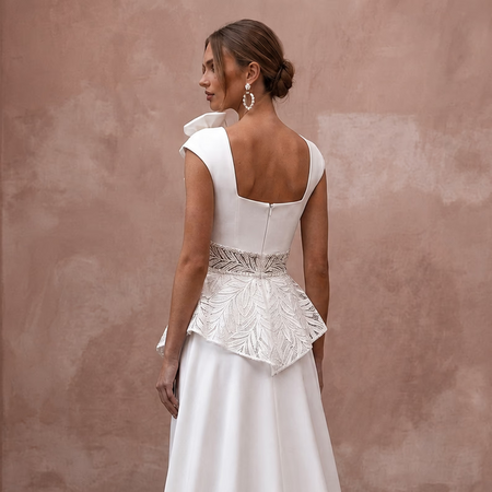 Bridal Jumpsuits with Modern Crepe Tailoring - Apparel & Accessories > Clothing > Wedding & Bridal Party Dresses > Wedding Dresses - Mignonette
