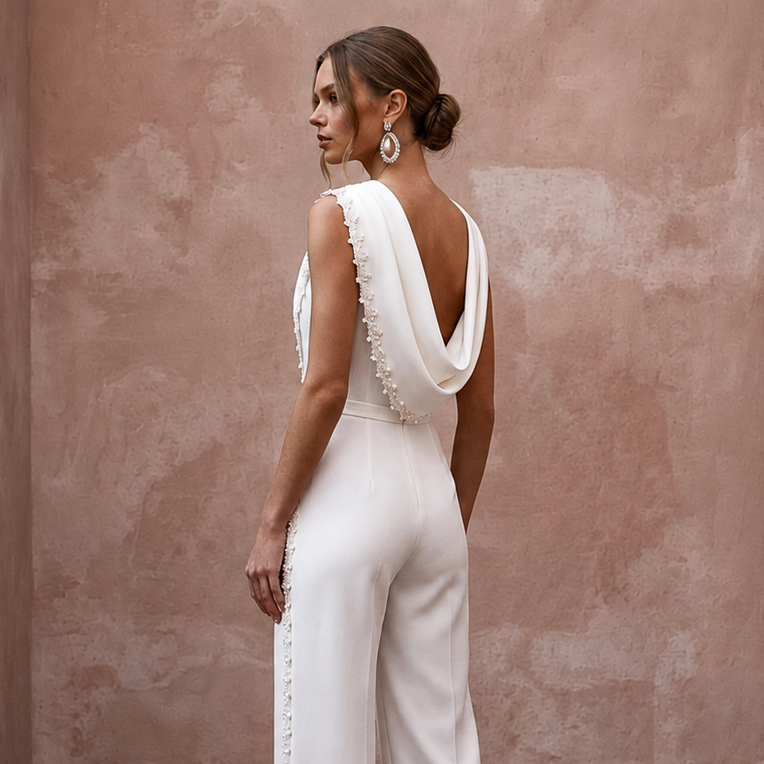 Bridal Jumpsuits with Tailored Crepe Elegance