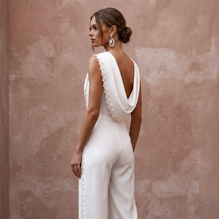 Bridal Jumpsuits with Tailored Crepe Elegance