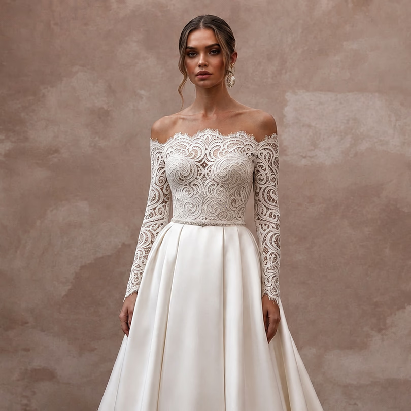 Bridal Separates with Satin Skirts and Lace Bodices - Apparel & Accessories > Clothing > Wedding & Bridal Party Dresses > Wedding Dresses - Mignonette