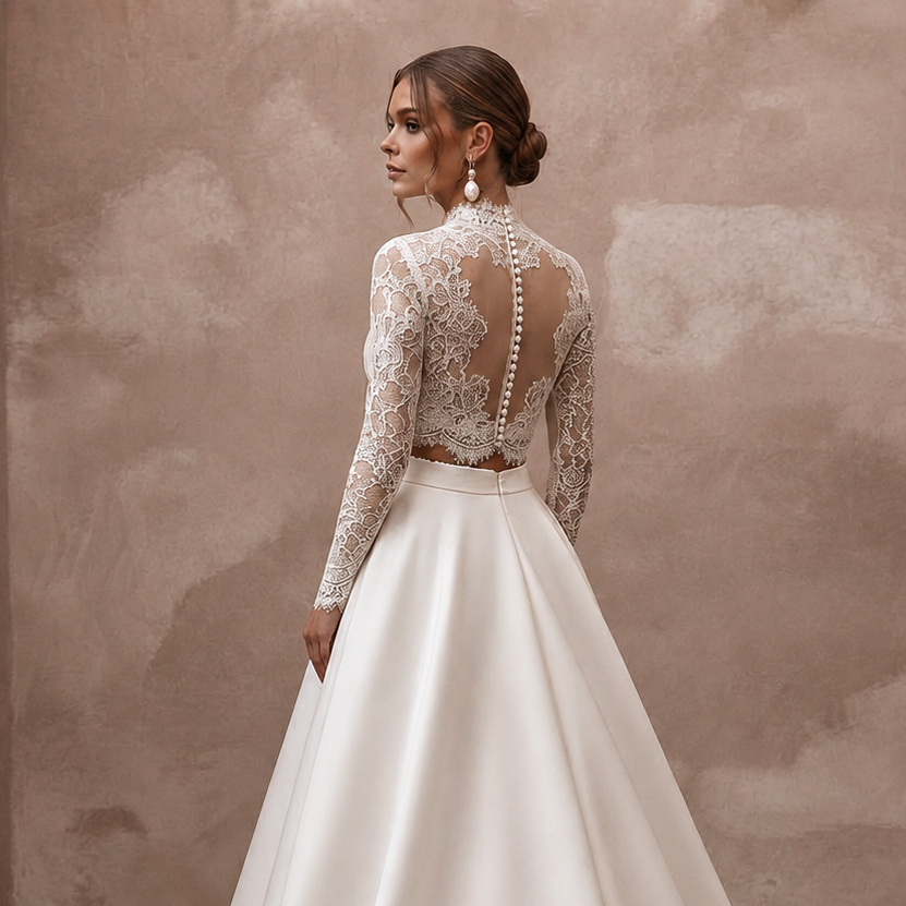 Bridal Separates with Satin Skirts and Lace Tops