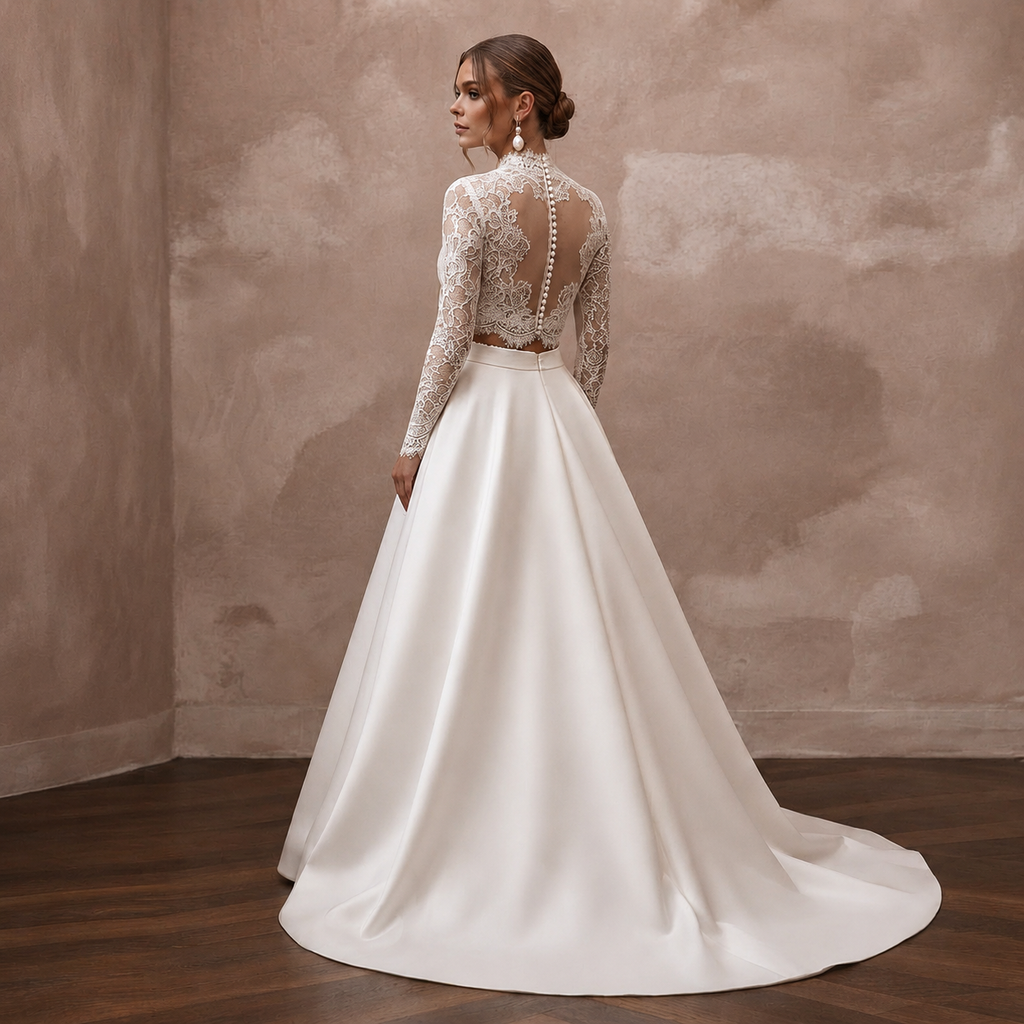Bridal Separates with Satin Skirts and Lace Tops