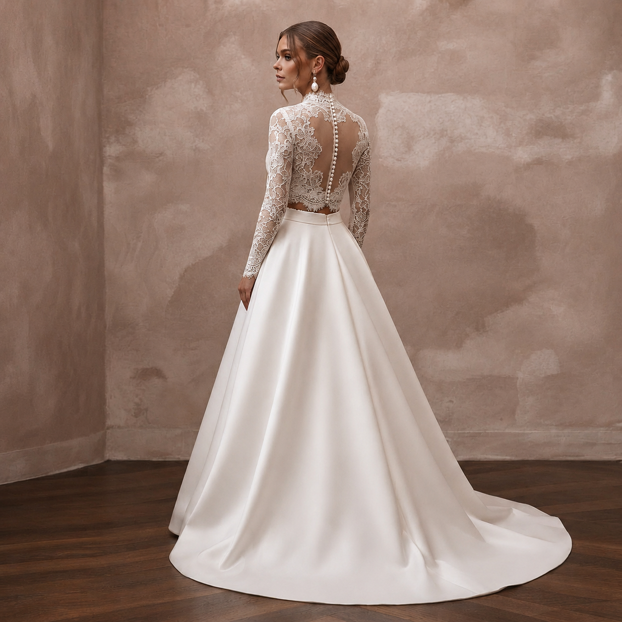 Bridal Separates with Satin Skirts and Lace Tops