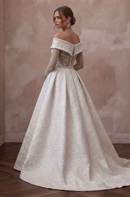 Brocade Wedding Dresses with Regal Bridal Appeal - Apparel & Accessories > Clothing > Wedding & Bridal Party Dresses > Wedding Dresses - Mignonette