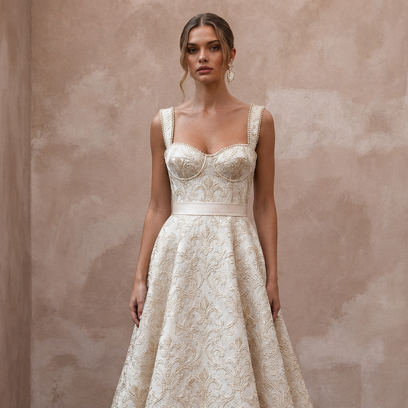Brocade Wedding Dresses with Regal Elegance
