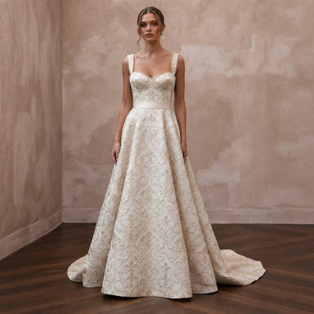 Brocade Wedding Dresses with Regal Elegance - Apparel & Accessories > Clothing > Wedding & Bridal Party Dresses > Wedding Dresses - Mignonette