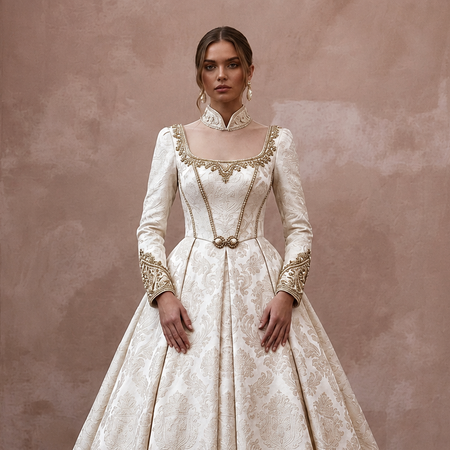 Brocade Wedding Dresses with Regal Vintage Beauty
