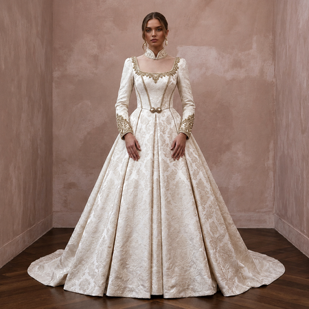 Brocade Wedding Dresses with Regal Vintage Beauty