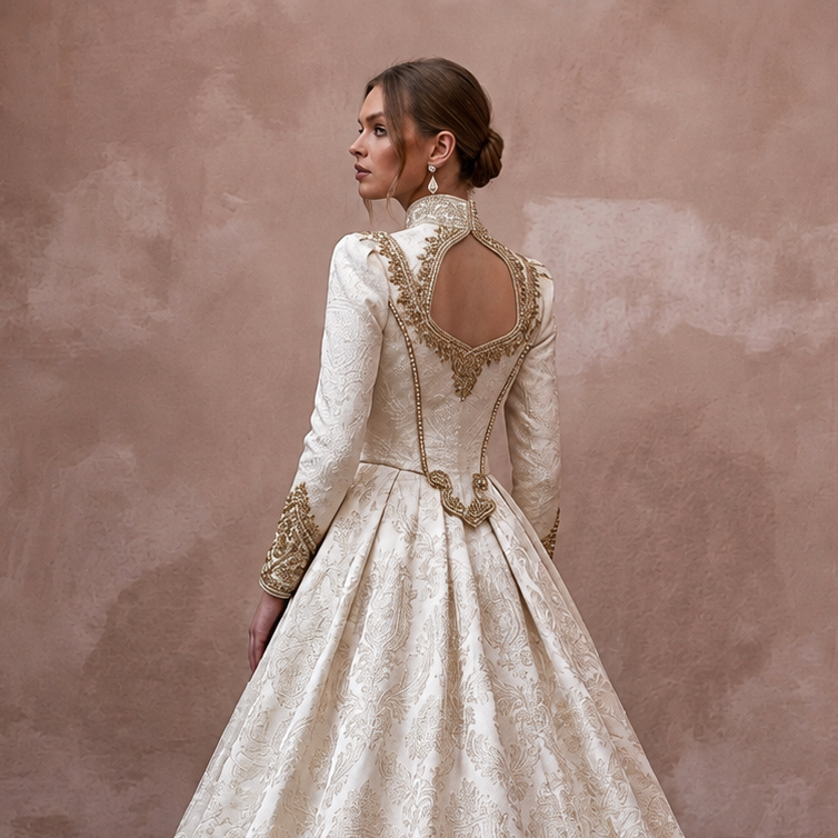 Brocade Wedding Dresses with Regal Vintage Beauty
