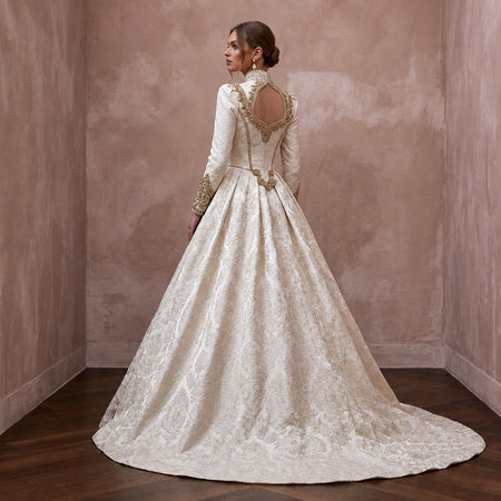 Brocade Wedding Dresses with Regal Vintage Beauty - Apparel & Accessories > Clothing > Wedding & Bridal Party Dresses > Wedding Dresses - Mignonette Bridal