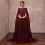 Burgundy Chiffon Cape Sleeve A - Line Evening Dress - Apparel & Accessories > Clothing > Wedding & Bridal Party Dresses > Wedding Dresses - Mignonette Bridal