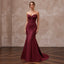 Burgundy Heavy Matte Satin Sweetheart Neckline Mermaid Formal Gown