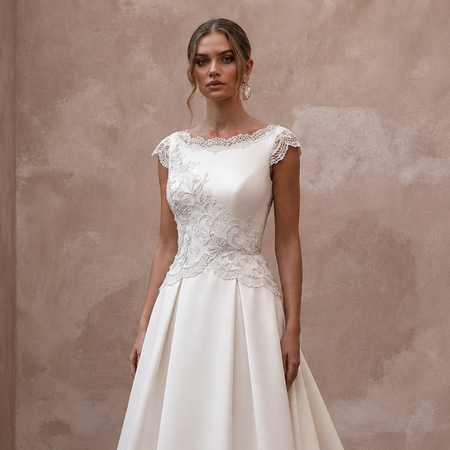 Cap Sleeve Wedding Dresses with Delicate Lace Trim