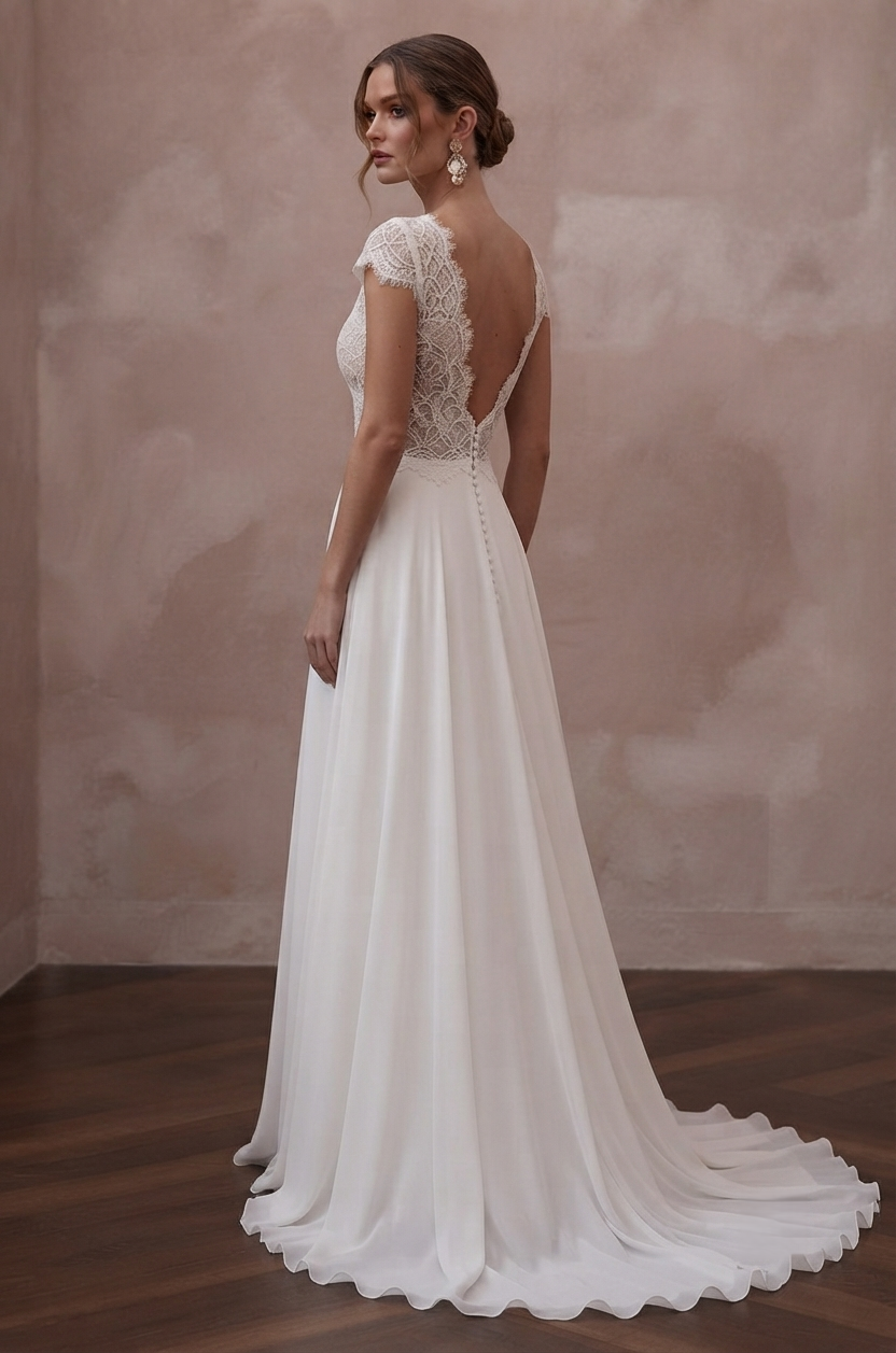 Cap Sleeve Wedding Dresses with Delicate Lace Trim