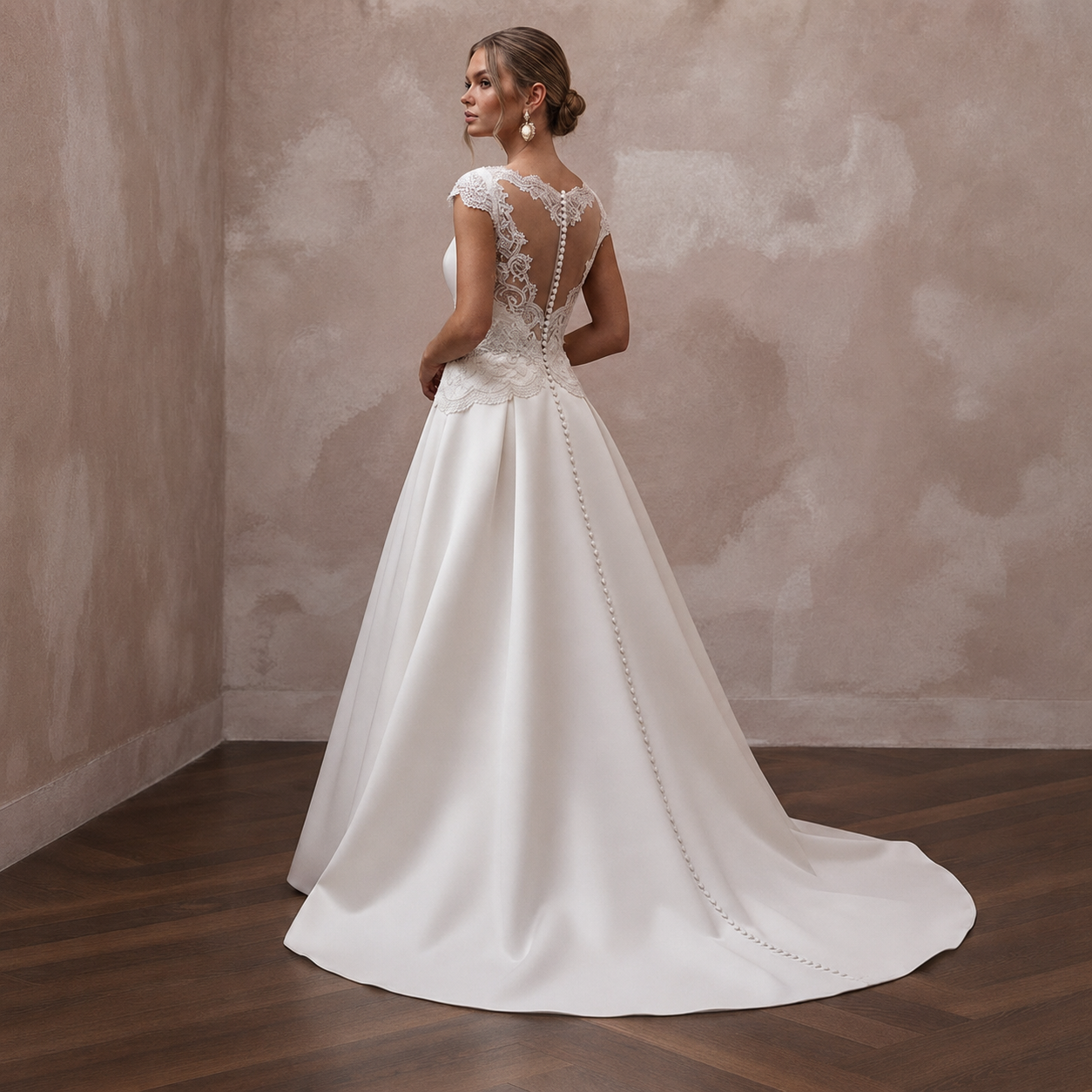 Cap Sleeve Wedding Dresses with Delicate Lace Trim Secondary image