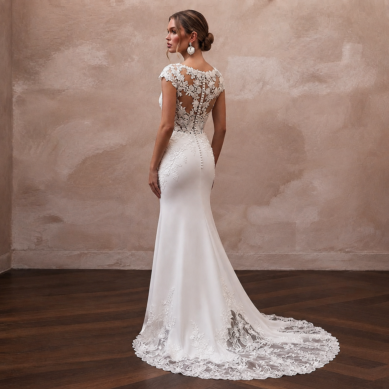 Cap Sleeve Wedding Dresses with Elegant Floral Lace