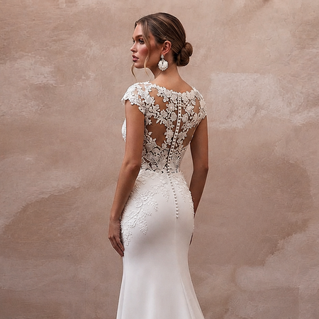 Cap Sleeve Wedding Dresses with Elegant Floral Lace