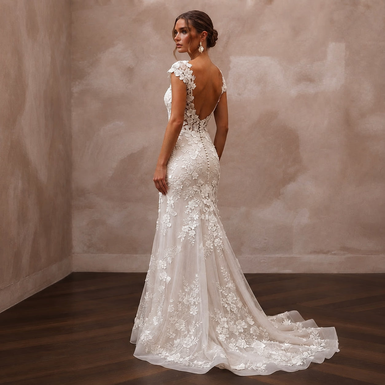 Cap Sleeve Wedding Dresses with Floral Lace Accents Secondary image
