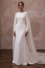Cape Wedding Dresses with Elegant Flowing Trains