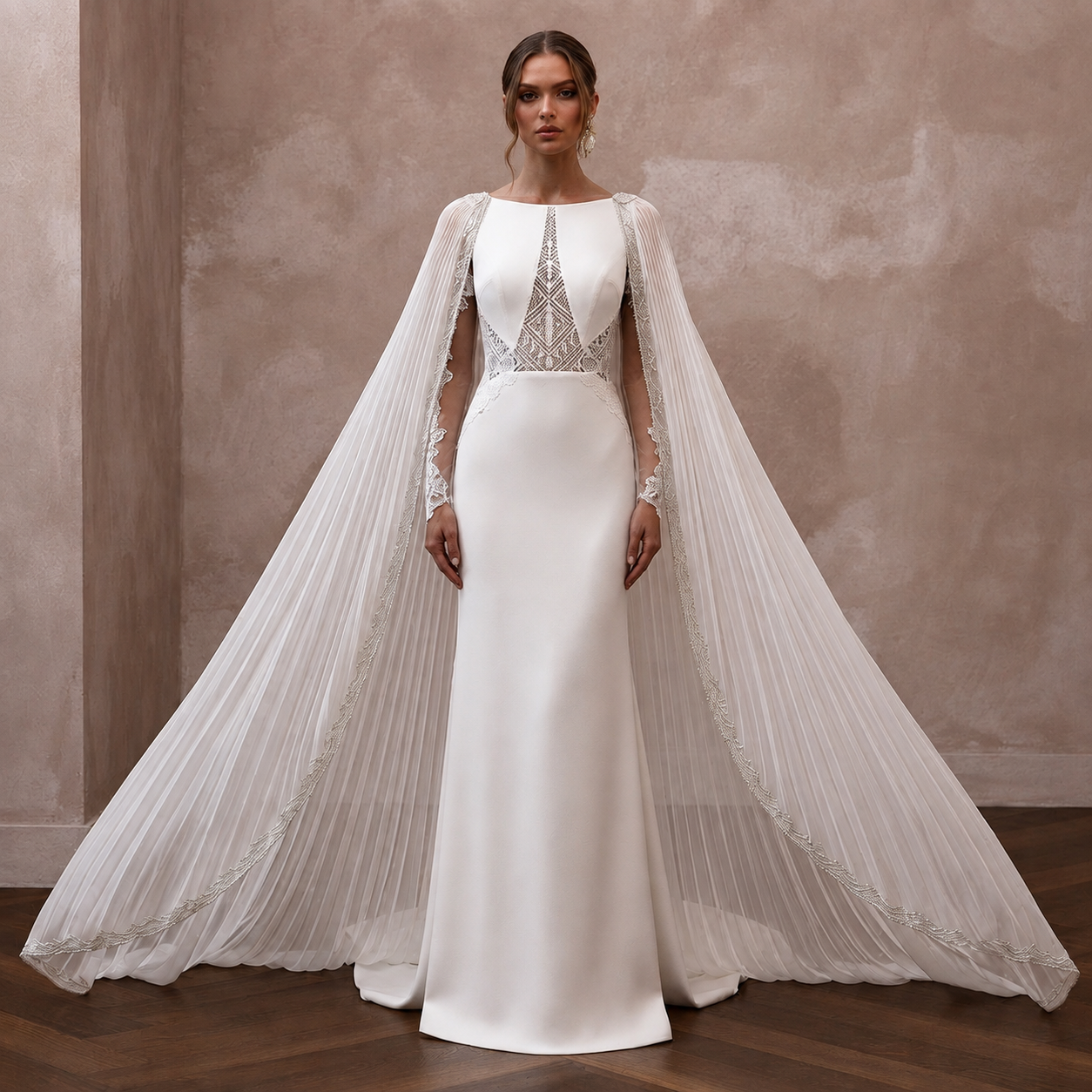 Cape Wedding Dresses with Flowing Bridal Elegance Main image
